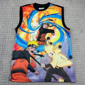 Naruto Shippuden Shirt Men XL Black Sleeveless T-Shirt Picture Print Polyester